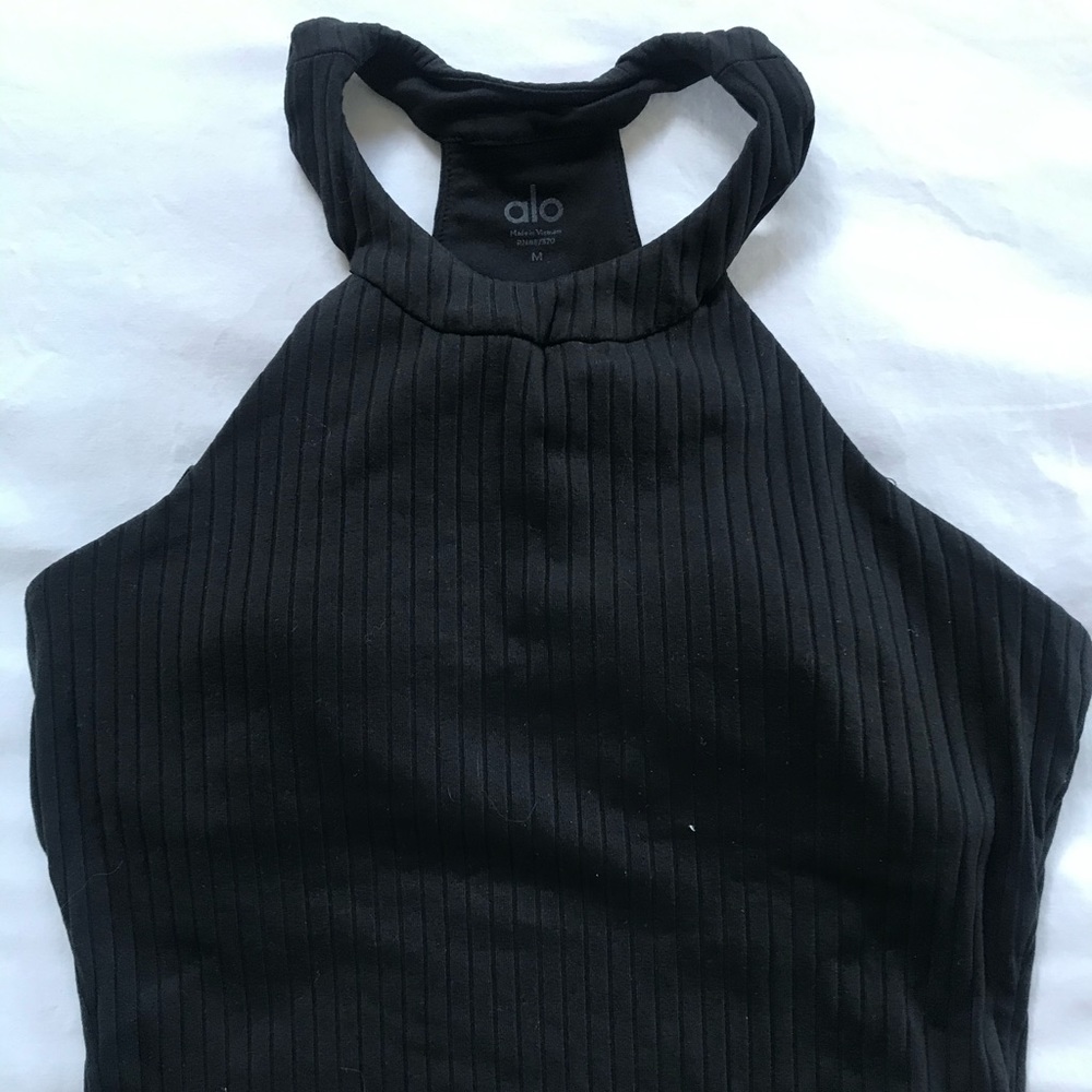 Alo yoga black ribbed halter top - Picture 1 of 4